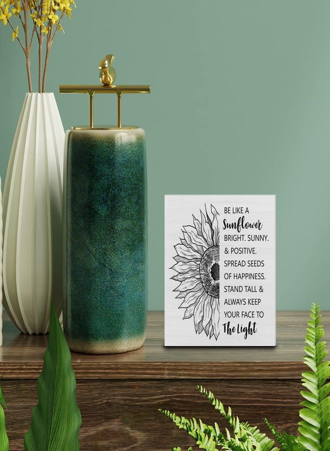 YIDOU Country Sunflower Wood Box Sign Decor Desk Sign Be Like a Sunflower Bright Quote Wooden Box Block Sign Rustic Home Office Shelf Wall Decoration - Image 3